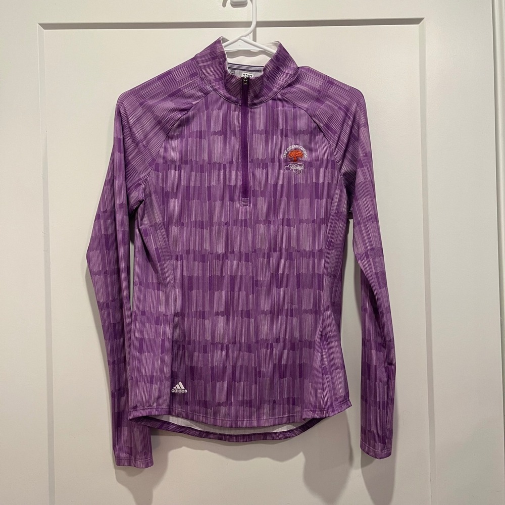 Adidas Climalite Purple Striped Quarter Zip Pullover Kiawah Island XS